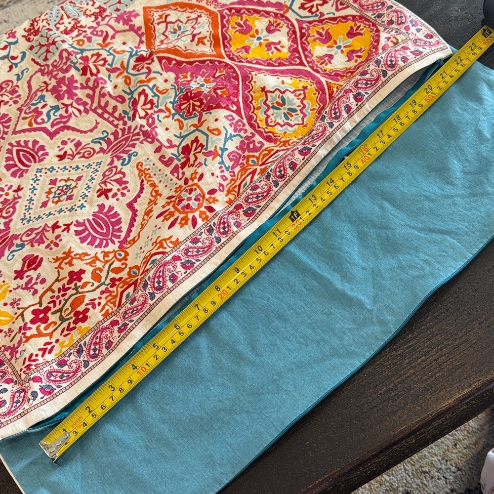 Lauren Ralph Lauren Boho Patchwork Paisley Bohemian Pillow Cover, 24” Square - Picture 12 of 14